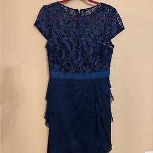 Adrianna Papell Navy Lace Midi Dress